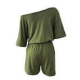 thumbnail image 7 of IROINNID Jumpsuit Shorts for Women Spring And Summer Solid Color One Shoulder Loose Fitting One-piece Shorts,Olive Green, 7 of 7
