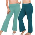 thumbnail image 1 of SNNROO Womens & Plus Stretch Cotton Fold-Over High Waist Bootcut Workout Flared Yoga Pants, 1 of 4