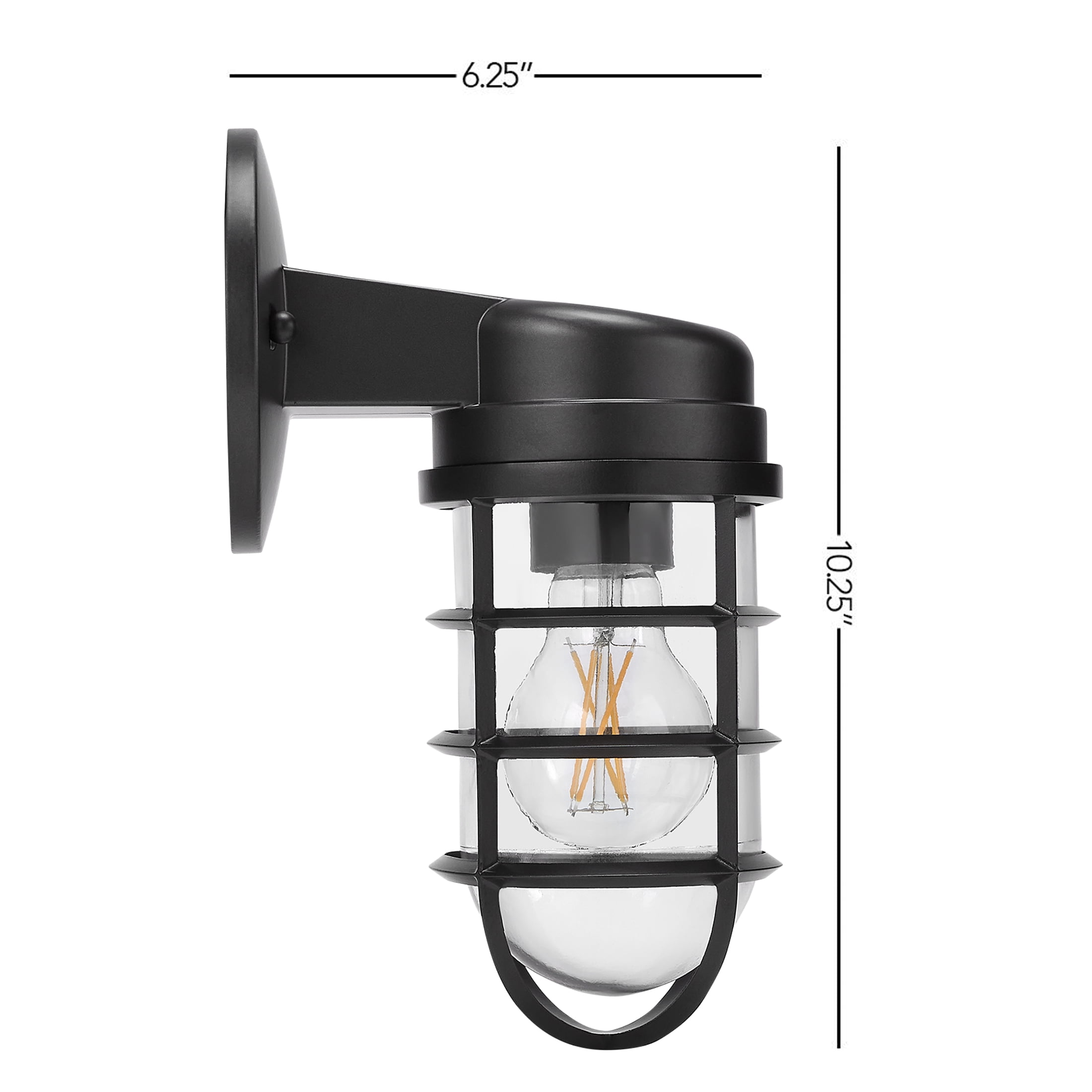 Maxxima LED Cage Light Wall Lantern - Outdoor Porch Light w/ A19 Edison Bulb, 800 Lumens, 2700K Soft White, Dimmable, Decorative Fixture with Modern Mount for Front Door, Garage, and Indoor Lighting