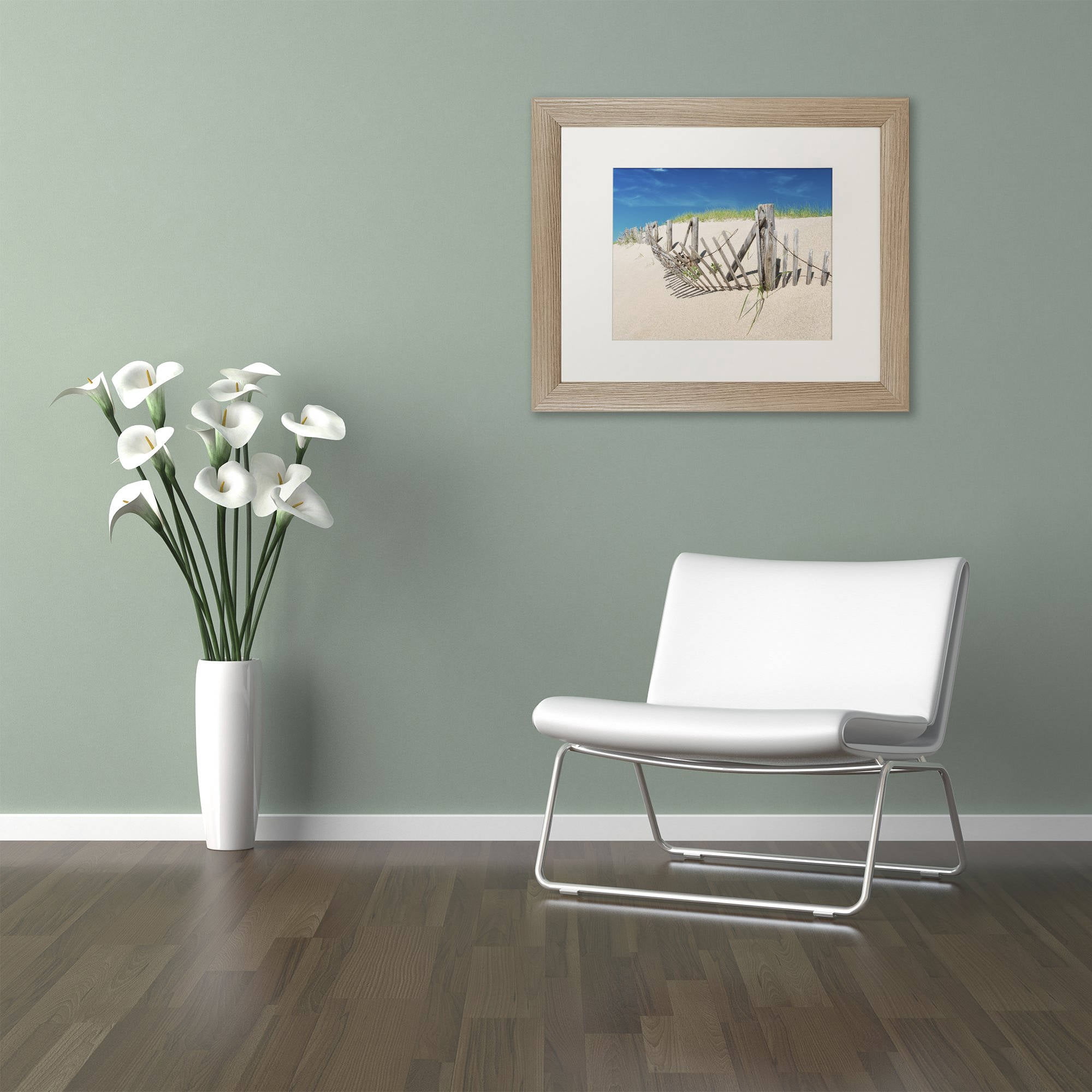 Trademark Fine Art "Worn Beach Fence" Canvas Art by Michael Blanchette Photography White Matte, Birch Frame