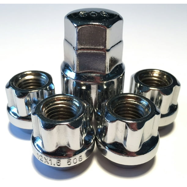 LOCKING LUG NUTS WHEEL LOCKS OPEN END CHROME BULGE ACORN 12X1.5 FITS