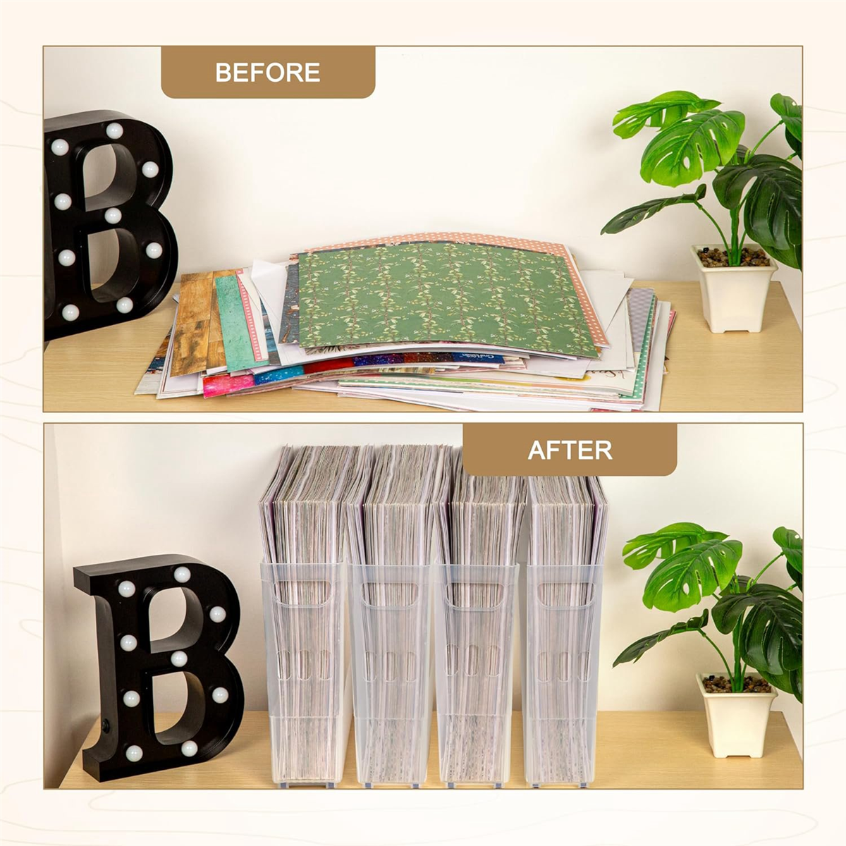 4x Scrapbook Paper Storage with Wheels,Plastic Scrapbook Storage Bin for Holding 12 inch x 12 inch Paper,Scrapbook Paper