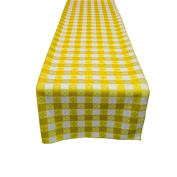 Poplin Tavern Gingham Checkered Polyester Table Runner Yellow