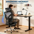 thumbnail image 5 of Ergonomic Mesh Office Chair with Footrest, Adjustable Armrests, Dynamic Lumbar Support, Recline & Tilt Function, High Back Design, Rolling Caster Computer Chair for Home Office, Gray, 5 of 8