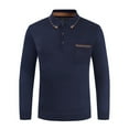thumbnail image 2 of khonts Clearance,Men's Oversized Knitted Button up Polo Shirts Long Sleeve Casual Soft Tops Fashion Comfortable V-Neck T Shirts Navy XL, 2 of 8