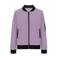 thumbnail image 5 of WMTBSRSW Jackets for Women Trendy Bomber Jacket Lightweight Zip up Coat Solid Color Casual Shackets with Zipper Pockets Outwear Purple 4X-Large, 5 of 6