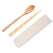 3 Pcs Tableware Cutlery Serving Utensils Pupils Travel Beige