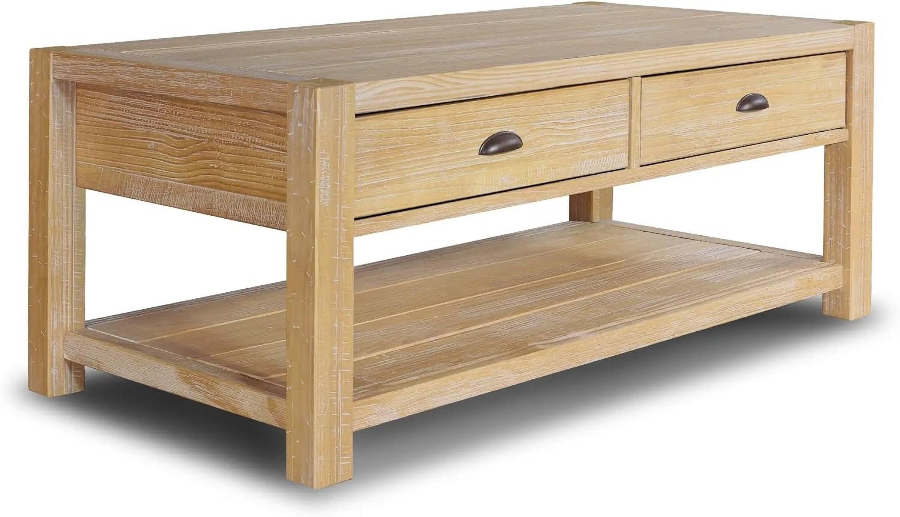Grain Wood Furniture Montauk Coffee Table, Solid Wood with a Driftwood Finish