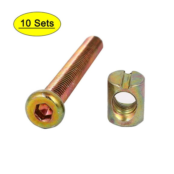Unique Bargains M6x50mm Hex Drive Socket Cap Furniture Bolt w M6x12mm Nut 10 Set