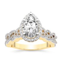 IGI Certified 1 Carat Pear Shape Lab Grown Diamond Engagement Ring | 14K Yellow Gold | Imperiella Halo Celtic Knot Diamond Ring | FG-VS1-VS2 Quality Friendly Diamonds