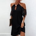 thumbnail image 2 of Viikei Plus Size Short Sleeve Dress for Women Lace O-Neck Halter Solid Long Loose Dress, 2 of 8