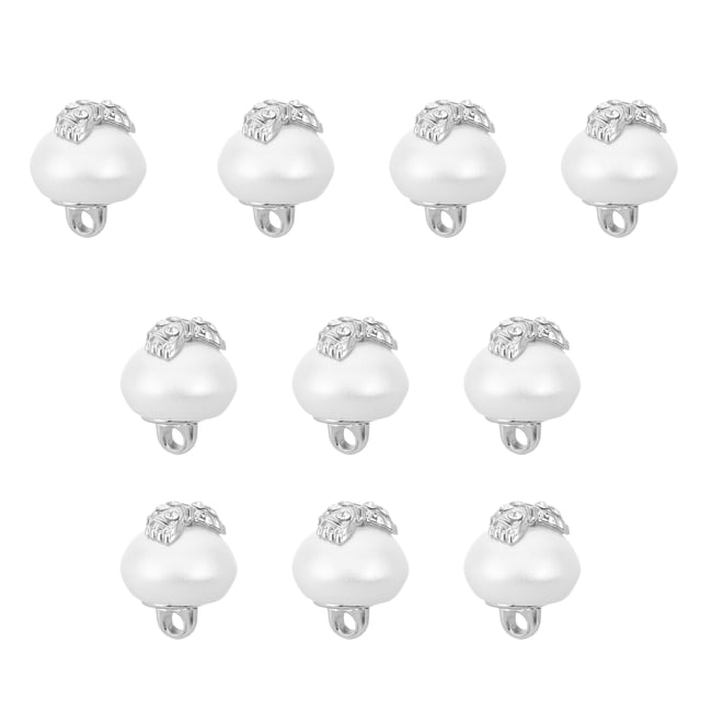 WEUVEB 10Ud Botones Redondos De Perla Simulada Con Para Camisas Y Suéteres Plata