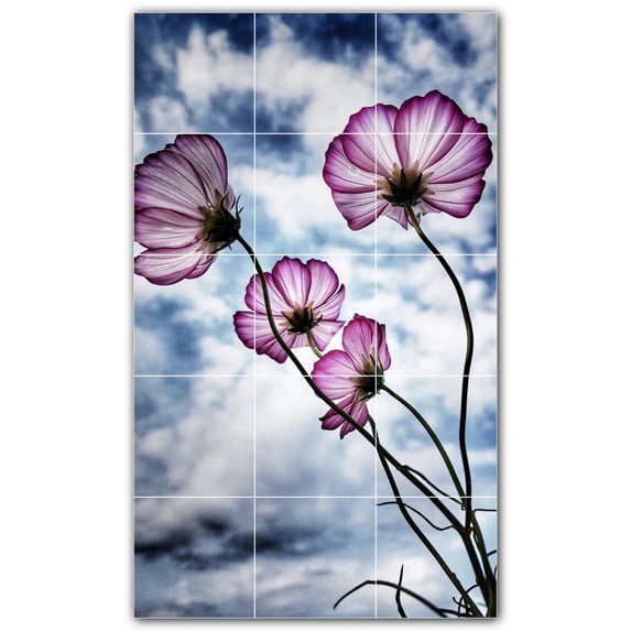 Picture-Tiles.com: Flowers Ceramic Tile Wall Mural WAL500628-35M. 18"W x 30"H using (15) 6" x 6" Ceramic Tiles-Satin Finish