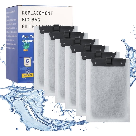 Gufastore Tetra Filter Cartridge for Tetra Whisper Bio-Bag Filters, Compatible with Tetra Whisper 10i, IQ10, PF10 and ReptoFilter, Pack of 6PCS Filter Pads with Active Carbon and Zeolite Add
