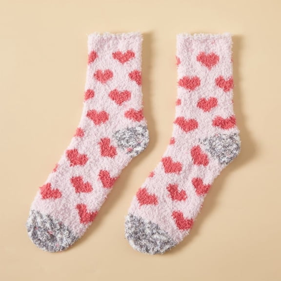 Willtoo Valentine's Day Fuzzy Socks for Women Fluffy Women Cozy Sock Warm Slipper Home Sleeping Sock for Womens