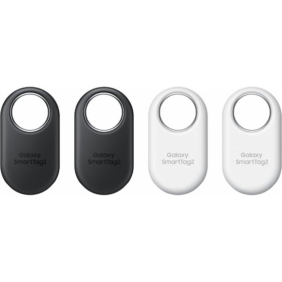 SAMSUNG SmartTag2 (2023) Bluetooth + UWB, IP67 Water and Dust Resistant, Findable via App, 1.5 Year Battery Life (4-Pack) - Black/White