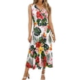 thumbnail image 3 of TaTaai Ladies Sleeveless V-Neck High Waisted Printed Casual Dress High Elastic Comfortable Fabric Slim Fit Fashion Dress for Spring Summer Daily Life Gift, 3 of 7