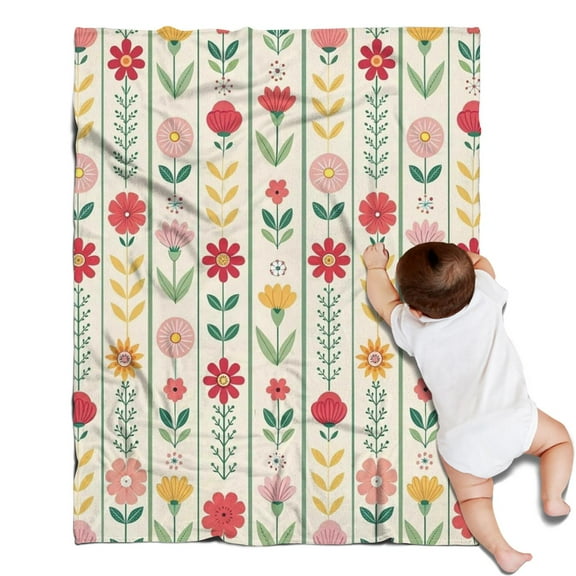 Pioneer Flower Blanket,Comfortable Soft Flannel Throw Blanket,All Season,Warm Lightweight Blankets for Sofa Bed Couch Living Room Chair,30"x40"(80x100cm)