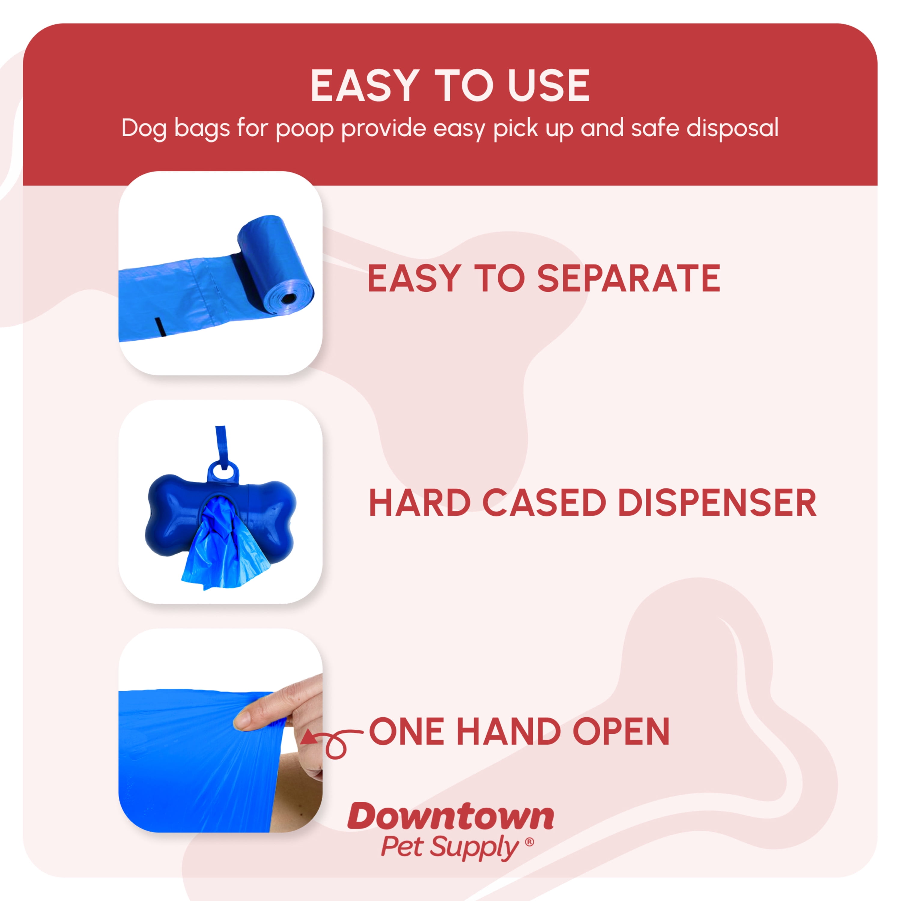 Downtown Pet Supply Dog Poop Bags, 2x Free Poop Bag Holder, Rainbow, 1000 Bags