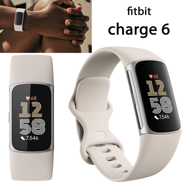 Fitbit Charge 6 Fitness Tracker Watch (White) Bundle with 2 Watch
