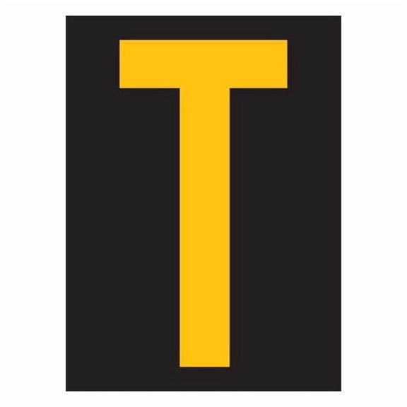 Stranco Reflective Letter Label,T,2-1/2in H,PK25 RUM200-T-YB