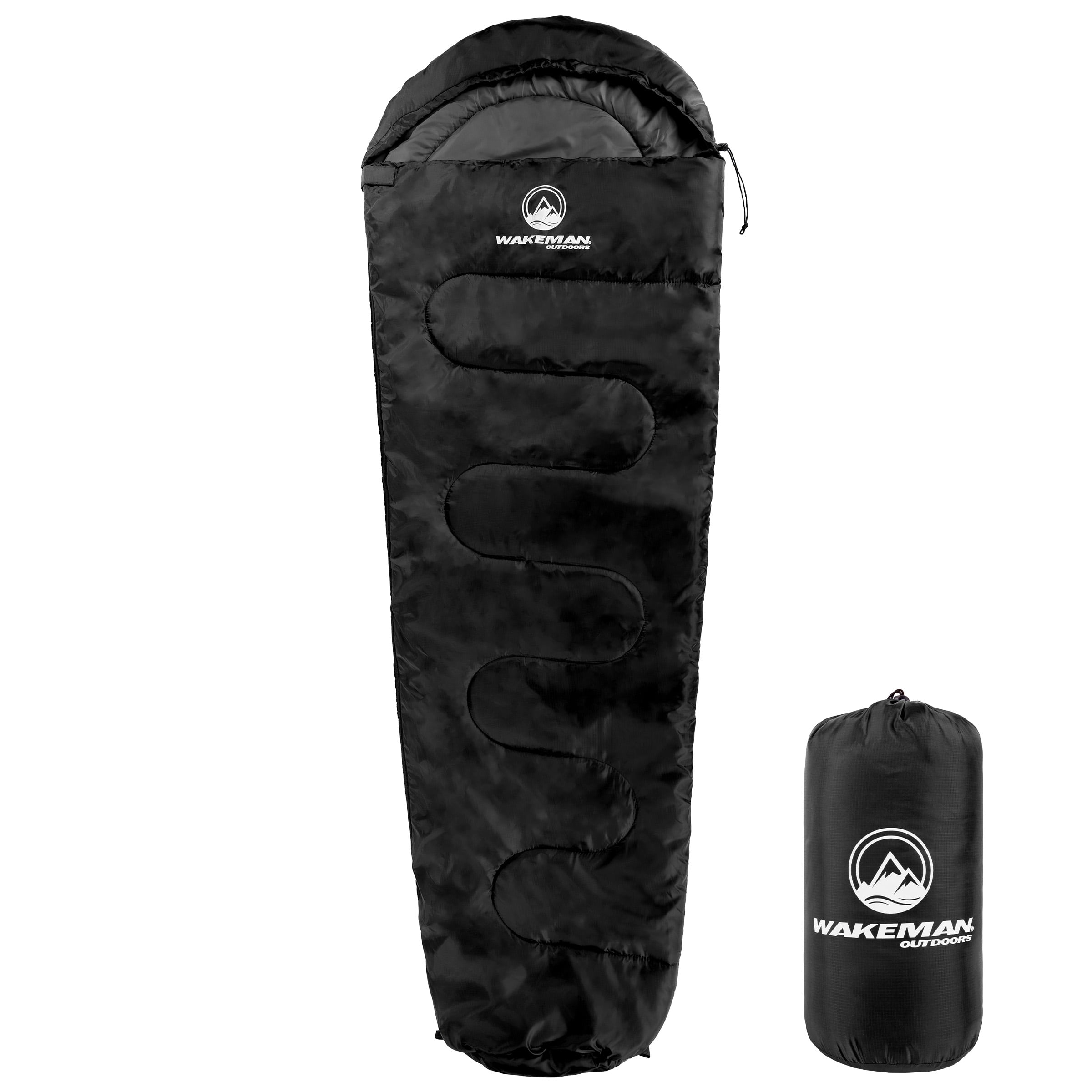 Wakeman Outdoors Cold Weather Mummy Sleeping Bag Rated to 10°F, Black