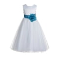 thumbnail image 5 of Ekidsbridal Ivory V-Back Lace Edge Junior Flower Girl Dress Wedding Tulle Junior Pageant Gown for Toddlers 183T 4, 5 of 5
