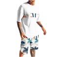 thumbnail image 1 of Mangas de Mano para Hombres, Impresión Hawaiana Suelta Casual, Pantalones Cortos Deportivos de Cintura Elástica Y Set de Blusa, 1 of 5