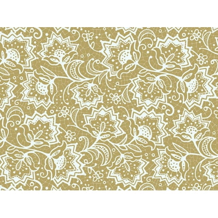 Pack Of 1, 24" X 85' Lace Borders Floral & Kraft Gift Wrap For Feminine, Birthday, Mother's Day / Any Occasion