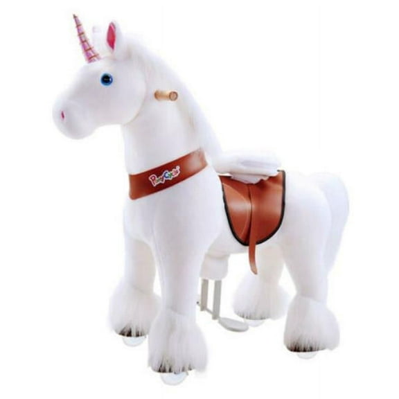 PonyCycle  Unicorn Soft Toy with Brake, Small - White