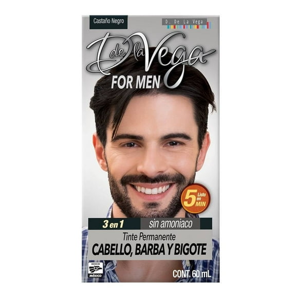 Tinte para cabello D de la Vega For Men en crema castaño negro