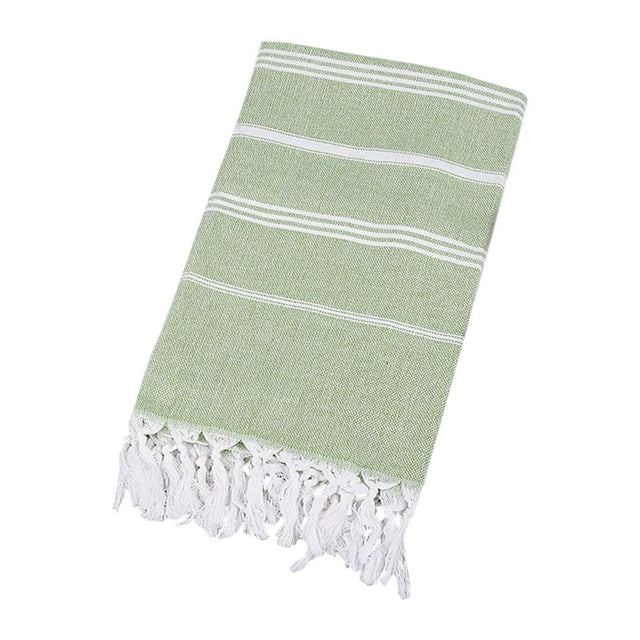 Serviette de Bain Absorbante en Coton Grande Taille Tricotée à Rayures à Franges Turque Sable Européenne et Américaine