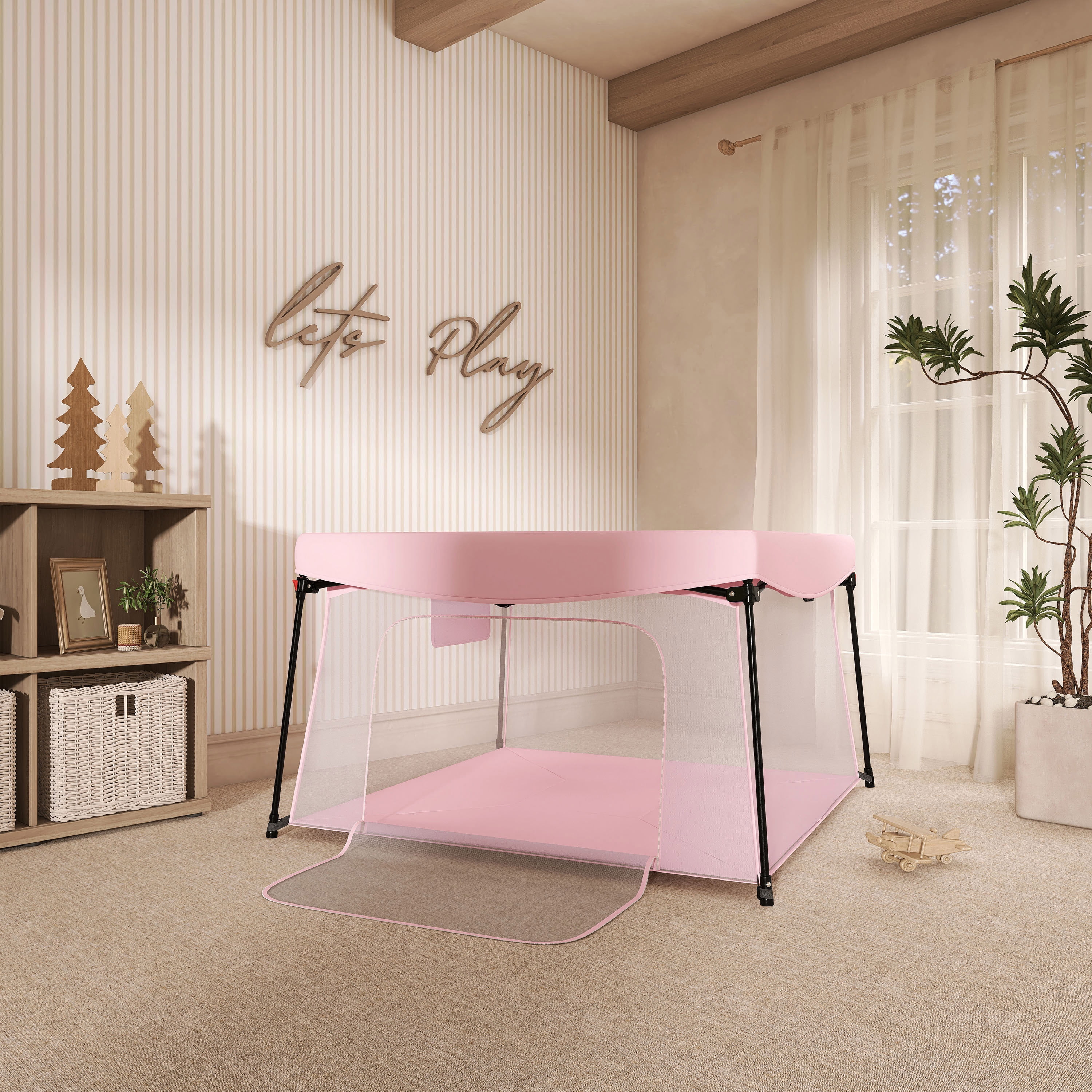 Dream on Me Ziggy Unisex Square Playpen, Pink