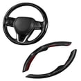 thumbnail image 3 of OFFCURVE Safety Steering Wheel Cover Car Carbon Fiber Leather Steering Wheel Grip Cover(Black), 3 of 11