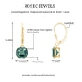 thumbnail image 6 of Rosec Jewels Cushion Shaped Created Green Sapphire Solitaire Drop Earrings for Women - 8 mm - AAA Quality - Lever Back, 18K Yellow Gold, 6 of 7