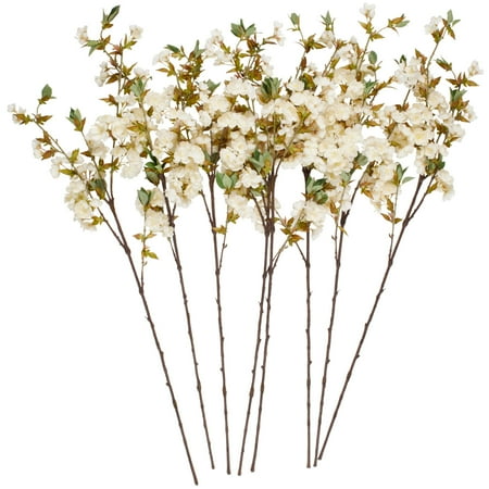 43  Plastic Floral Tall Cherry Blossom Artificial Flower Stem  by DecMode (8 Count)