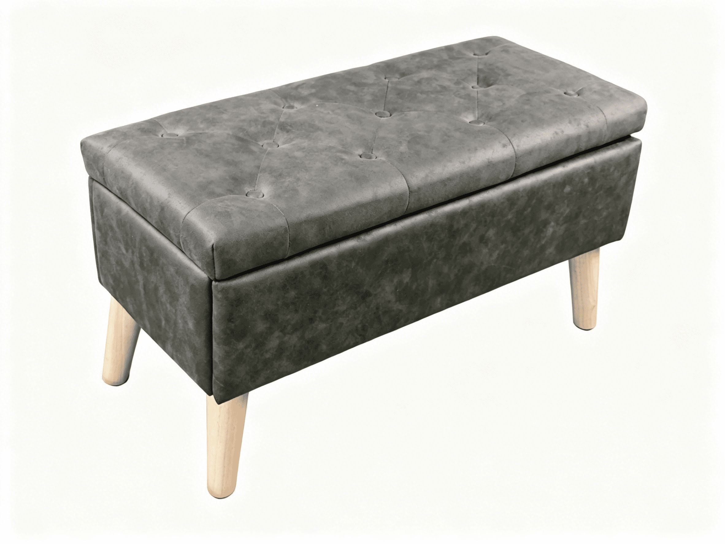 32" Wide Storage Ottoman Bench with Built-in Tray, Square Storage Ottoman for Extra Storage, Upholstered Footrest and End of Bed Bench, Perfect for Living Room, Bedroom, Sitting, Relaxing