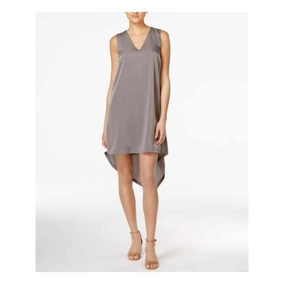 BAR III Womens Gray Sleeveless V Neck Short Shift Dress S