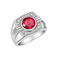 thumbnail image 3 of RYLOS Mens Rings Sterling Silver Designer Round Gemstone &  Sparkling Diamond Ring Ruby July Birthstone Rings For Men, Men's Rings, Silver Rings, Sizes 8 - 13, 3 of 7