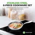 thumbnail image 2 of 6-Piece Cookware Set Stainless Steel - Triply Kitchenware Pans Set Kitchen Cookware w/Dakin Etching Non-Stick Coating - Small, Medium, & Large Stir Fry Pan with Lid - NutriChef NC3PFRY3, 2 of 7