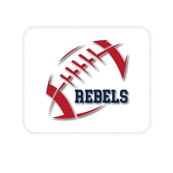 DistinctInk Mouse Pad - 1/4" Foam Rubber - Rebels Football - Red, Navy