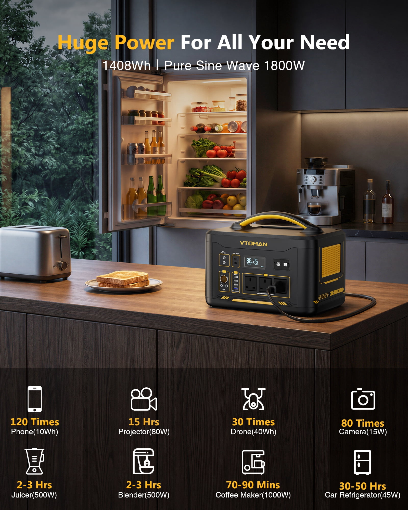 VTOMAN Jump 600X Portable Power Station, 600W Indoor Solar