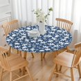 thumbnail image 3 of Elasticized Edge Round Tablecloth with Classic Floral Print, Water-Resistant Polyester Fabric, Designed for 44-52 Inch Diameter Tables, 3 of 7