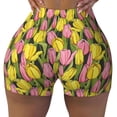 thumbnail image 2 of Lsque Tulips Flowers Pattern High Waisted Biker Shorts for Women-Tummy Control Fitness Athletic Workout Running Yoga Gym Shorts,Moisture-Wicking-Large, 2 of 9