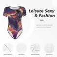 thumbnail image 4 of Pofeuu Astronaut Dolphin Print Short Sleeve Body Suits Women Round Neck Bodysuits for Women Onesie Adult Set Body Suit-Small, 4 of 7