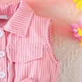 thumbnail image 7 of UngA Girls Cute Romper Button Down Belted Jumpsuit Toddler Kids Wide Leg Short Summer Stripe Outfits with Pockets 18-24 Months,Pink, 7 of 7