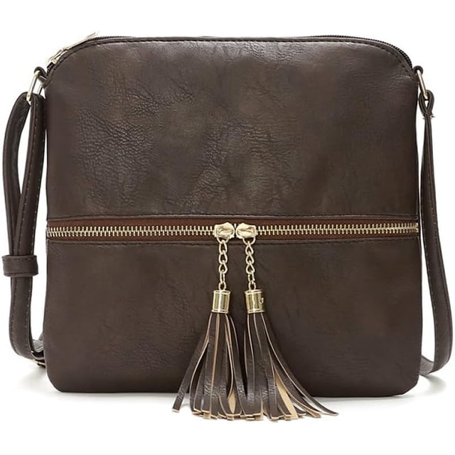 LHSHIDU Crossbody Bag for Women Lightweight Dome Shoulder Bag Retro Leather Satchel Wallet for Work Travel