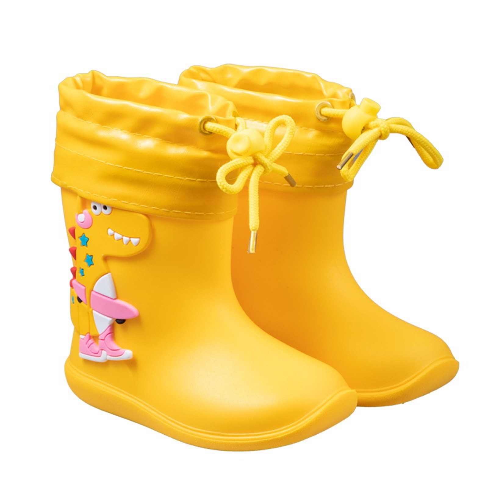 Yuncity Rain Boots Kids Boys Girls Lightweight Short Ankle Boots Toddler Outdoor Play Dailywear Shoes Footwear Yellow 2-3 Years