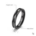 thumbnail image 2 of PAMTIER 4mm Unisex Tungsten Steel Inner Arc Beveled Edge Carbon Fiber Meteorite Inlaid Wedding Ring Statement Promise Comfort Fit Black Size 6, 2 of 5