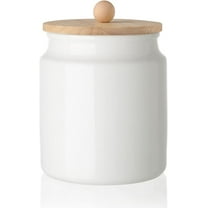 SWEEJAR Ceramic Kitchen Canisters, 58 FLOZ Porcelain Food Storage Jar with Airtight Seal Wooden Lid, Home Container Serving,White